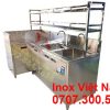 Tủ inox góc chữ L có kệ trên và bồn rửa TUI-54