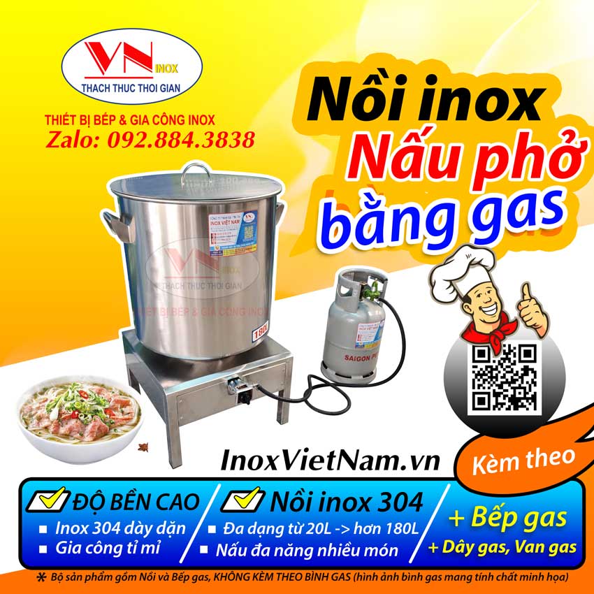 Báo giá bộ bếp nồi nấu phở bằng gas giá tốt. Call: 0985.6666.38.