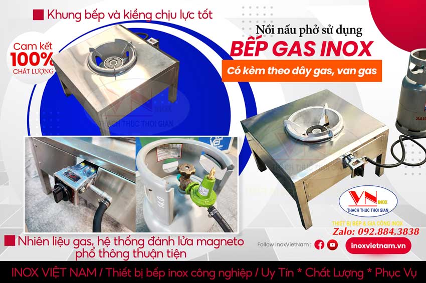 Báo giá nồi nấu phở bằng gas kèm bếp gas để nấu phở với công suất lớn, gọi Inox Việt Nam khi bạn cần, chúng tôi phục vụ 24/7